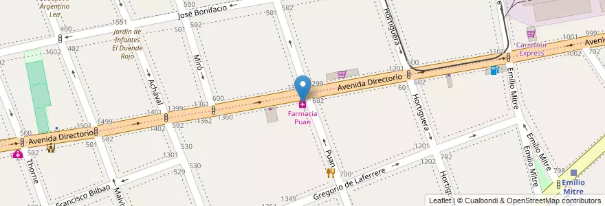 Mapa de ubicacion de Farmacia Puan, Parque Chacabuco en Argentinien, Ciudad Autónoma De Buenos Aires, Comuna 7, Buenos Aires.