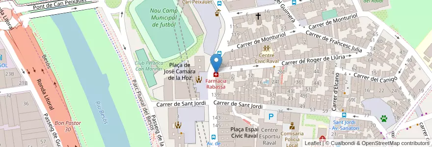 Mapa de ubicacion de Farmacia Rabassa en Espagne, Catalogne, Barcelone, Barcelonais, Santa Coloma De Gramenet.