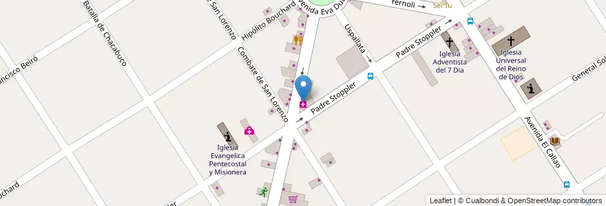 Mapa de ubicacion de Farmacia Raspo en الأرجنتين, بوينس آيرس, Partido De Malvinas Argentinas, Grand Bourg.