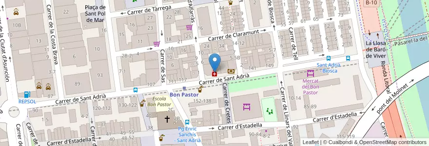 Mapa de ubicacion de Farmacia Ribot en 스페인, Catalunya, Barcelona, Barcelonès, 바르셀로나.