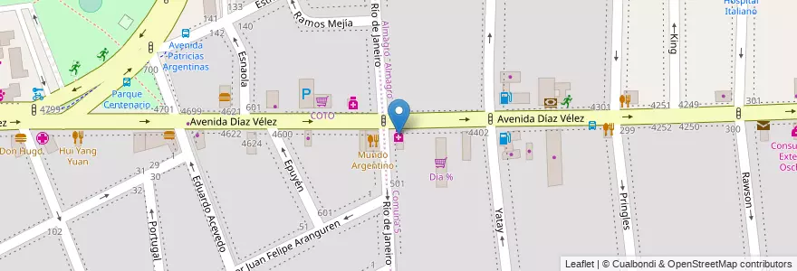 Mapa de ubicacion de Farmacia Río 1, Almagro en Argentinië, Ciudad Autónoma De Buenos Aires, Comuna 5, Buenos Aires.