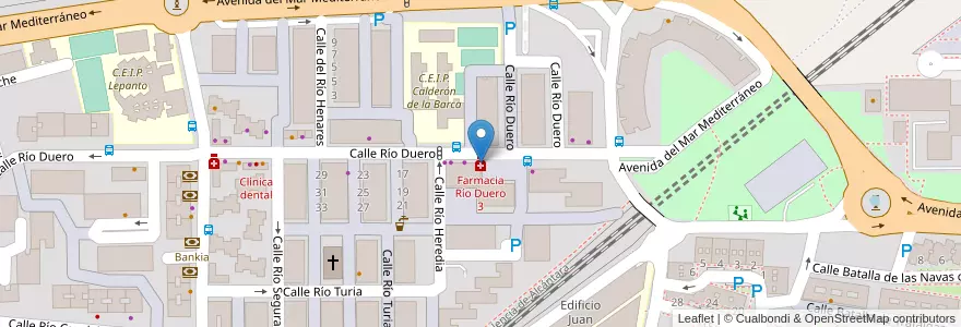 Mapa de ubicacion de Farmacia Río Duero 3 en Испания, Мадрид, Мадрид, Área Metropolitana De Madrid Y Corredor Del Henares, Leganés.