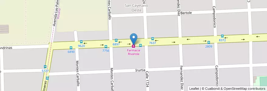 Mapa de ubicacion de Farmacia Rivarola en 아르헨티나, Santa Fe, Departamento Rosario, Municipio De Rosario.