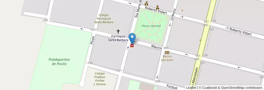 Mapa de ubicacion de Farmacia Riveros en Arjantin, San Juan, Şili, Pocito.