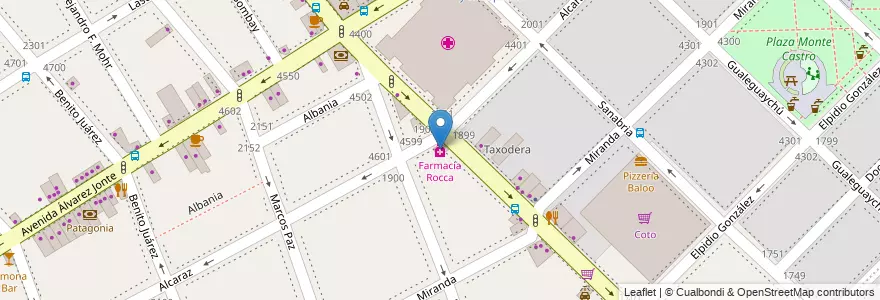 Mapa de ubicacion de Farmacia Rocca, Monte Castro en Argentinien, Ciudad Autónoma De Buenos Aires, Buenos Aires, Comuna 10.