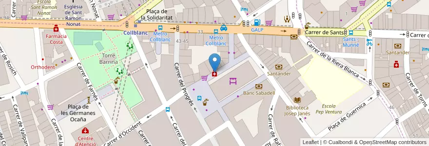 Mapa de ubicacion de Farmàcia Rodas en スペイン, カタルーニャ州, Barcelona, バルサルネス, Barcelona, L'Hospitalet De Llobregat.