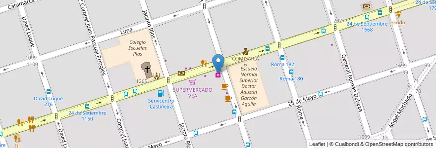 Mapa de ubicacion de FARMACIA RODRIGUEZ en Аргентина, Кордова, Departamento Capital, Pedanía Capital, Córdoba, Municipio De Córdoba.