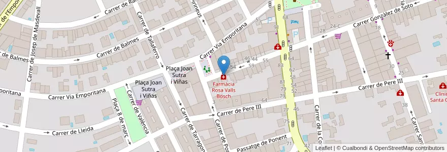 Mapa de ubicacion de Farmàcia Rosa Valls Bosch en Spain, Catalonia, Girona, Upper Empordà, Figueres.