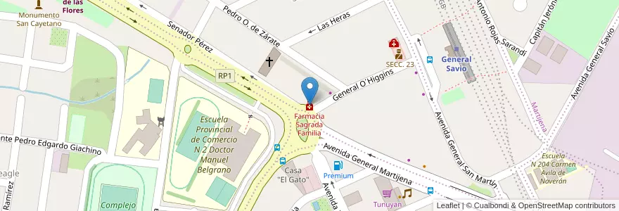 Mapa de ubicacion de Farmacia Sagrada Familia en Argentine, Jujuy, Departamento Palpalá, Municipio De Palpalá.