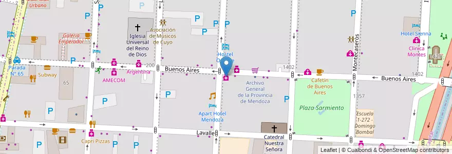 Mapa de ubicacion de Farmacia Salta en Argentine, Chili, Mendoza, Departamento Capital, Ciudad De Mendoza, Sección 3ª Parque O'Higgins.