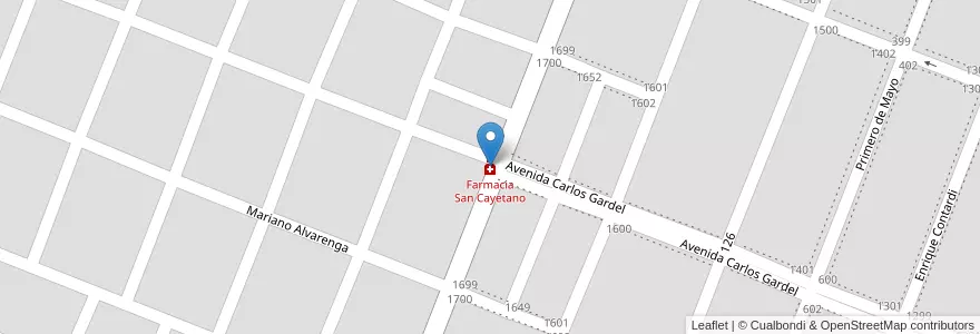 Mapa de ubicacion de Farmacia San Cayetano en Argentinien, Chaco, Departamento Comandante Fernández, Municipio De Presidencia Roque Sáenz Peña, Presidencia Roque Sáenz Peña.