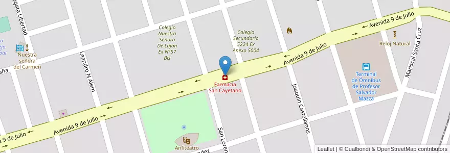 Mapa de ubicacion de Farmacia San Cayetano en Argentinien, Salta, General San Martín, Municipio De Profesor Salvador Mazza, Profesor Salvador Mazza.