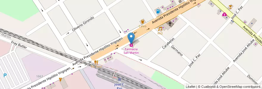 Mapa de ubicacion de Farmacia San Martin en 阿根廷, 布宜诺斯艾利斯省, Partido De José C. Paz.