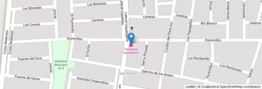 Mapa de ubicacion de Farmacia San Martin en Arjantin, Şili, Mendoza, Sección 8ª Aeroparque.