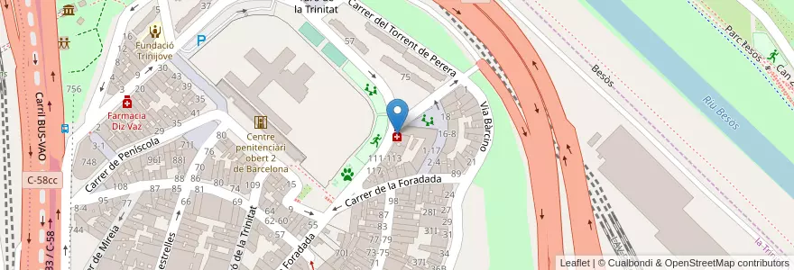 Mapa de ubicacion de Farmàcia Sànchez Priego en إسبانيا, كتالونيا, برشلونة, بارسلونس, Barcelona.