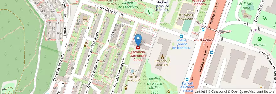 Mapa de ubicacion de Farmàcia Sanromán García en Spagna, Catalunya, Barcelona, Barcelonès, Barcelona.