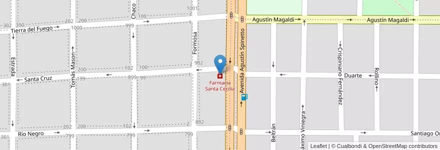 Mapa de ubicacion de Farmacia Santa Cecilia en Argentinië, La Pampa, Municipio De Santa Rosa, Departamento Capital, Santa Rosa.