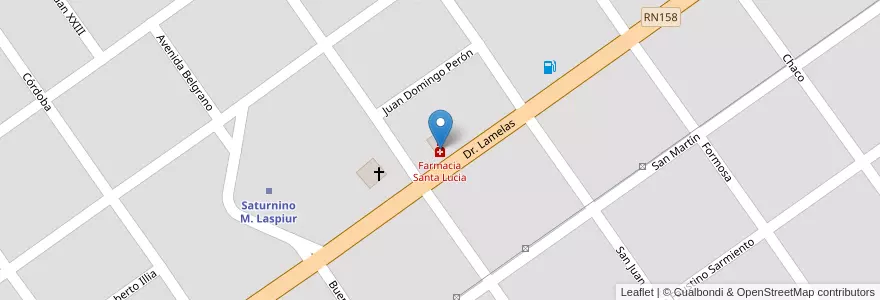 Mapa de ubicacion de Farmacia Santa Lucia en Argentina, Córdova, Departamento San Justo, Pedanía Juárez Celman, Municipio De Saturninio María Laspiur, Saturnino M. Laspiur.