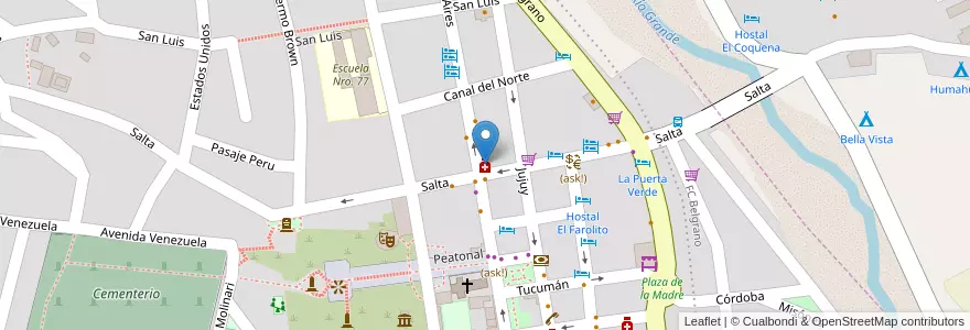 Mapa de ubicacion de Farmacia Santa Rita en Arjantin, Jujuy, Departamento Humahuaca, Municipio De Humahuaca, Humahuaca.