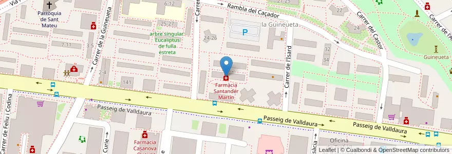 Mapa de ubicacion de Farmàcia Santander Martín en España, Catalunya, Barcelona, Barcelonès, Barcelona.