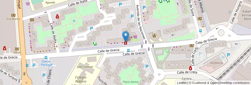 Mapa de ubicacion de Farmacia Santiago Gadea Pareja en اسپانیا, بخش خودمختار مادرید, بخش خودمختار مادرید, Área Metropolitana De Madrid Y Corredor Del Henares, Fuenlabrada.