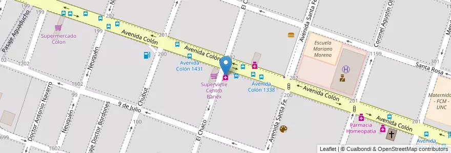 Mapa de ubicacion de Farmacia Santiso 2 en الأرجنتين, Córdoba, Departamento Capital, Pedanía Capital, Córdoba, Municipio De Córdoba.
