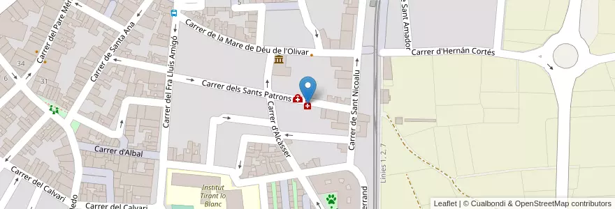 Mapa de ubicacion de Farmacia Santos Patronos en スペイン, バレンシア州, València / Valencia, L'Horta Oest, Torrent.