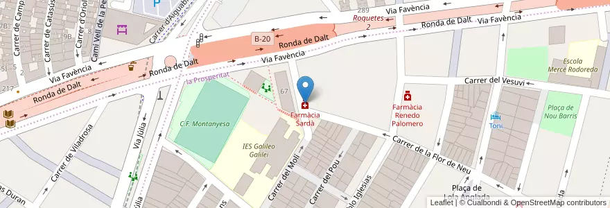Mapa de ubicacion de Farmàcia Sardà en España, Catalunya, Barcelona, Barcelonès, Barcelona.
