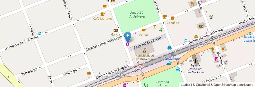 Mapa de ubicacion de Farmacia SAS en 阿根廷, 布宜诺斯艾利斯省, Partido De Ituzaingó, Ituzaingó.