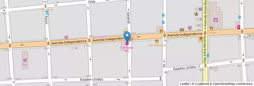 Mapa de ubicacion de Farmacia SEC, San Cristobal en Argentine, Ciudad Autónoma De Buenos Aires, Comuna 3, Buenos Aires.