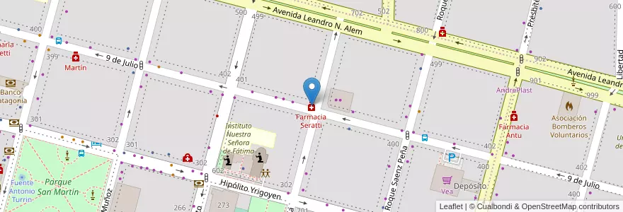 Mapa de ubicacion de Farmacia Seratti en Argentina, Chile, Río Negro, Cipolletti, Departamento General Roca.