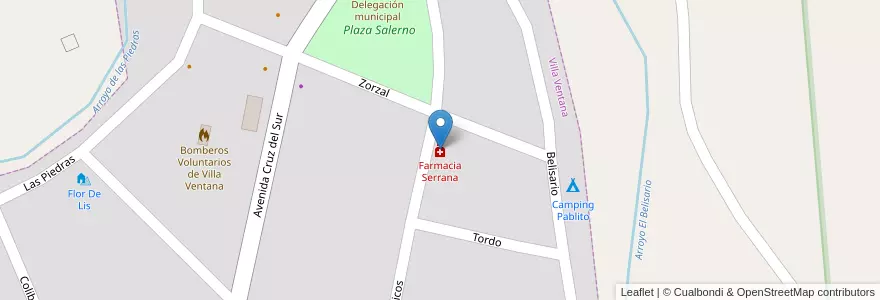 Mapa de ubicacion de Farmacia Serrana en アルゼンチン, ブエノスアイレス州, Partido De Tornquist.