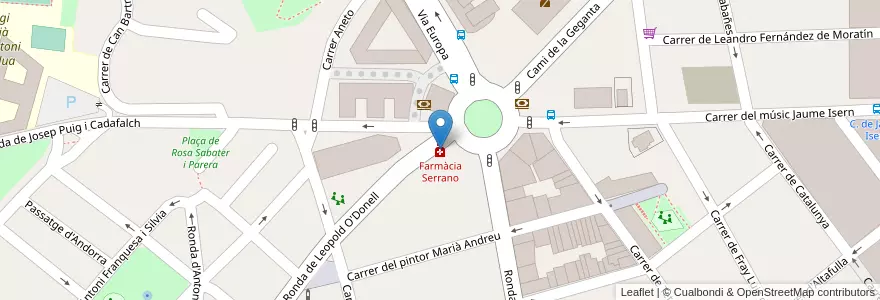 Mapa de ubicacion de Farmàcia Serrano en Espanha, Catalunha, Barcelona, Maresme, Mataró.