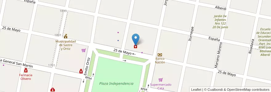 Mapa de ubicacion de Farmacia Seveso en Arjantin, Santa Fe, Departamento San Martín, Municipio De Sastre.