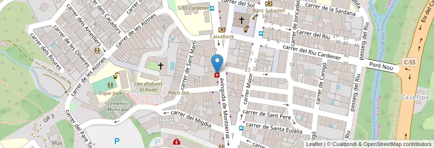 Mapa de ubicacion de Farmàcia Simats Vila en Испания, Каталония, Барселона, Bages, Sant Joan De Vilatorrada.