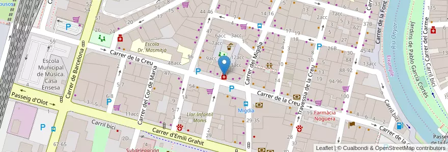 Mapa de ubicacion de Farmàcia Simon Bombi en Spanien, Katalonien, Girona, Gironès, Girona.