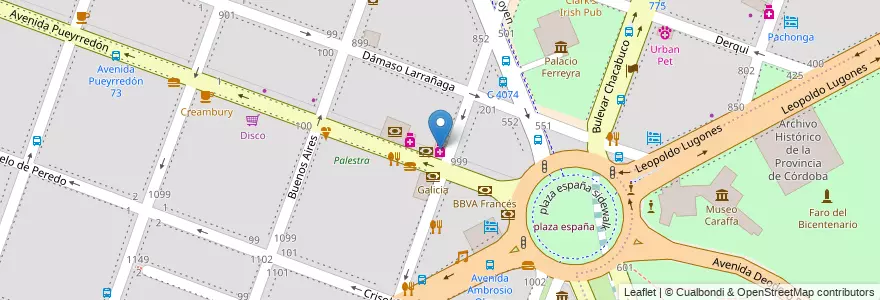 Mapa de ubicacion de Farmacia Sindical en Arjantin, Córdoba, Departamento Capital, Pedanía Capital, Córdoba, Municipio De Córdoba.