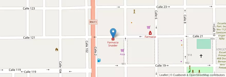 Mapa de ubicacion de Farmacia Snaider en Arjantin, Santa Fe, Departamento General Obligado, Municipio De Las Toscas.