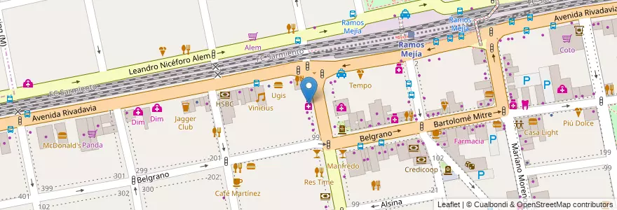 Mapa de ubicacion de Farmacia Social en 阿根廷, 布宜诺斯艾利斯省, Partido De La Matanza, Ramos Mejía.