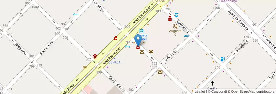 Mapa de ubicacion de Farmacia Social en Arjantin, Şili, Chubut, Departamento Futaleufú, Esquel.