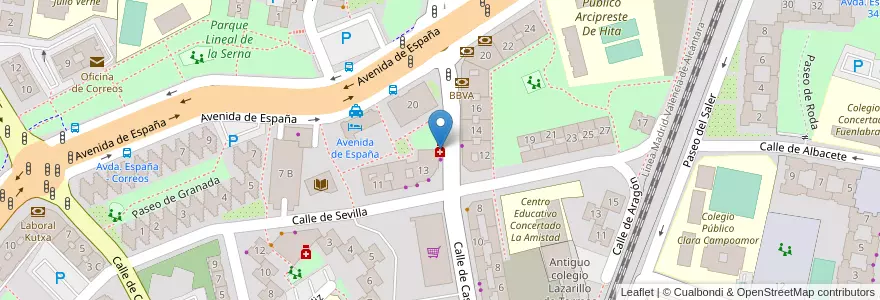 Mapa de ubicacion de Farmacia Sonia Rocha Romero en إسبانيا, منطقة مدريد, منطقة مدريد, Área Metropolitana De Madrid Y Corredor Del Henares, Fuenlabrada.