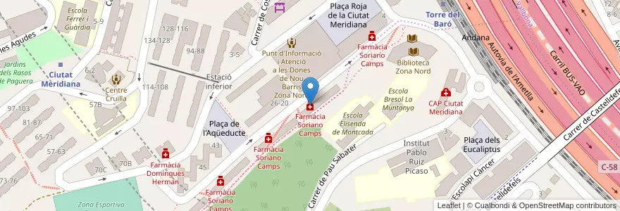 Mapa de ubicacion de Farmàcia Soriano Camps en Spanien, Katalonien, Barcelona, Barcelonès, Montcada I Reixac, Barcelona.