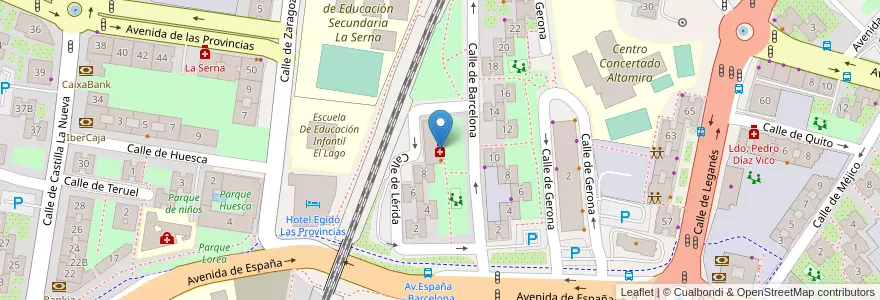Mapa de ubicacion de Farmacia Sta. María en اسپانیا, بخش خودمختار مادرید, بخش خودمختار مادرید, Área Metropolitana De Madrid Y Corredor Del Henares, Fuenlabrada.