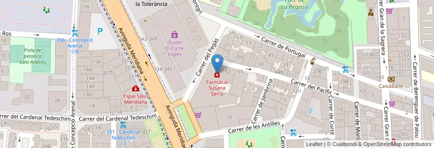 Mapa de ubicacion de Farmàcia Susana Serra en إسبانيا, كتالونيا, برشلونة, بارسلونس, Barcelona.