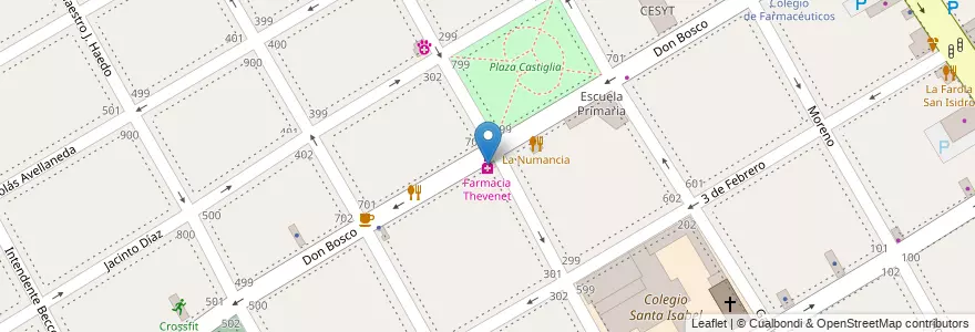 Mapa de ubicacion de Farmacia Thevenet en الأرجنتين, بوينس آيرس, Partido De San Isidro, San Isidro.