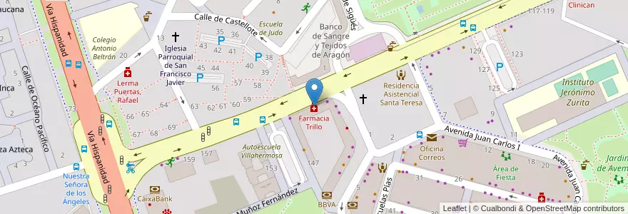 Mapa de ubicacion de Farmacia Trillo en Espagne, Aragon, Saragosse, Zaragoza, Saragosse.