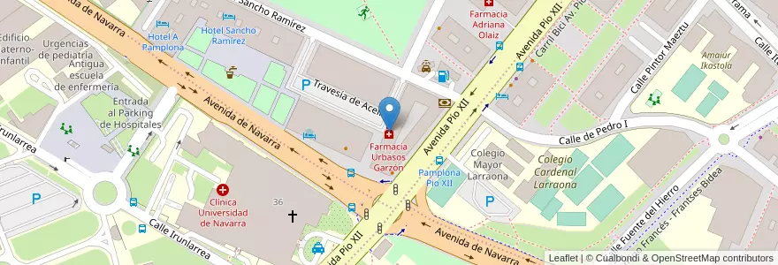 Mapa de ubicacion de Farmacia Urbasos Garzón en スペイン, ナバーラ州, ナバーラ州, パンプローナ.