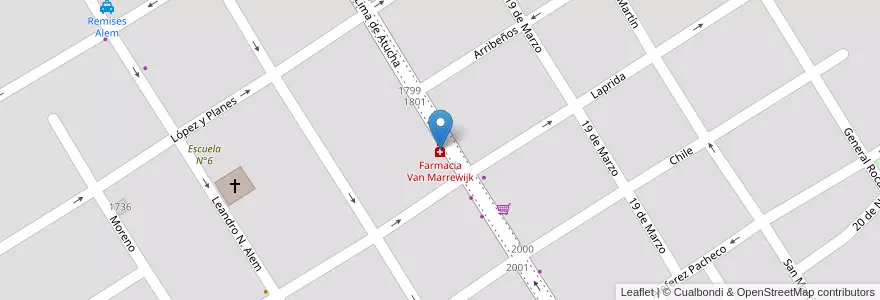 Mapa de ubicacion de Farmacia Van Marrewijk en Argentinië, Buenos Aires, Partido De Zárate.