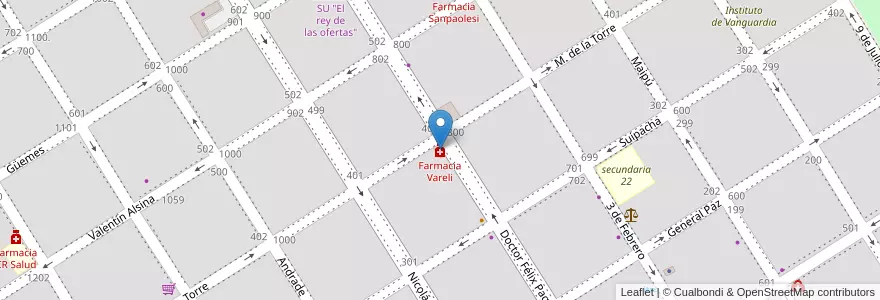 Mapa de ubicacion de Farmacia Vareli en Argentinië, Buenos Aires, Partido De Zárate.