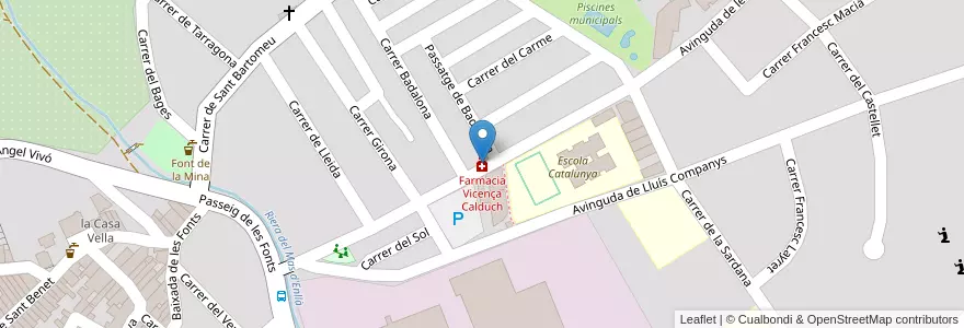Mapa de ubicacion de Farmacia Vicença Calduch en Espanha, Catalunha, Barcelona, Bages, Navarcles.